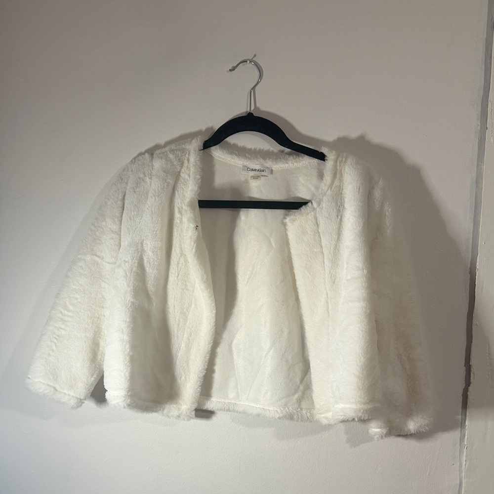 Calvin Klein White Faux Fur Jacket